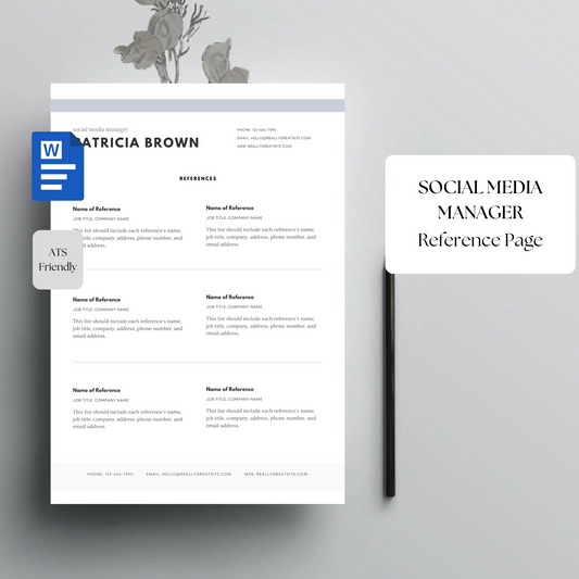 Social Media Manager Reference Page Template | Editable & Professional