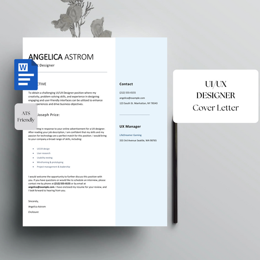 UI/UX Designer Cover Letter Template | Creative Modern Letter for Designers | Editable Word cover Letter for Tech & Design Jobs | Instant Download